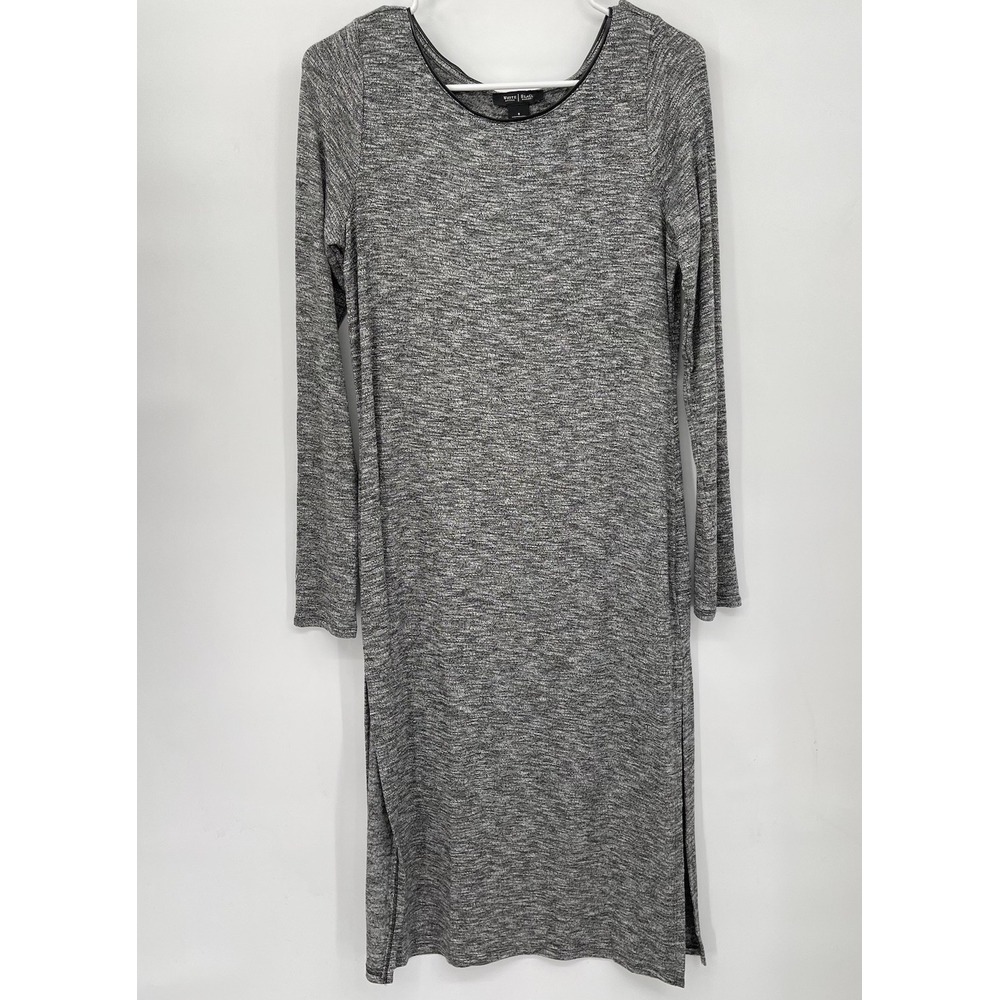 White House Black Market S Midi Dress Womens Gray Marled Space Dye Faux Leather